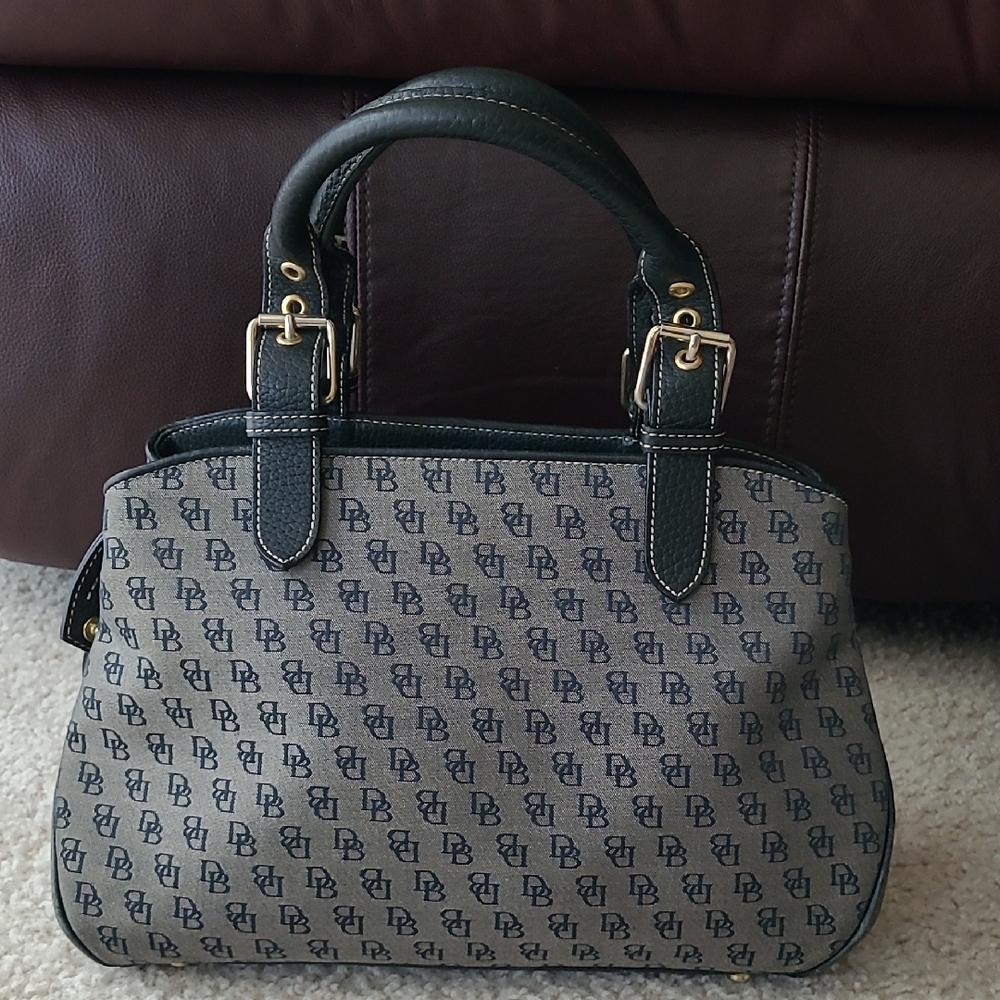 Dooney & Bourke Black and Gray Logo Satchel